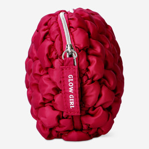Koyu Pembe Kapitone Makyaj Çantası 20 cm x 13,5 cm