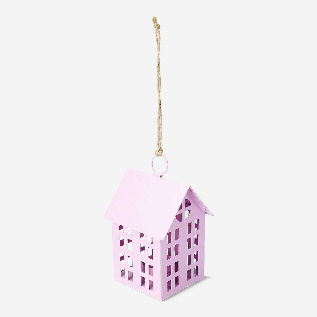 Pembe Ev Şeklinde Askılı Metal Fener