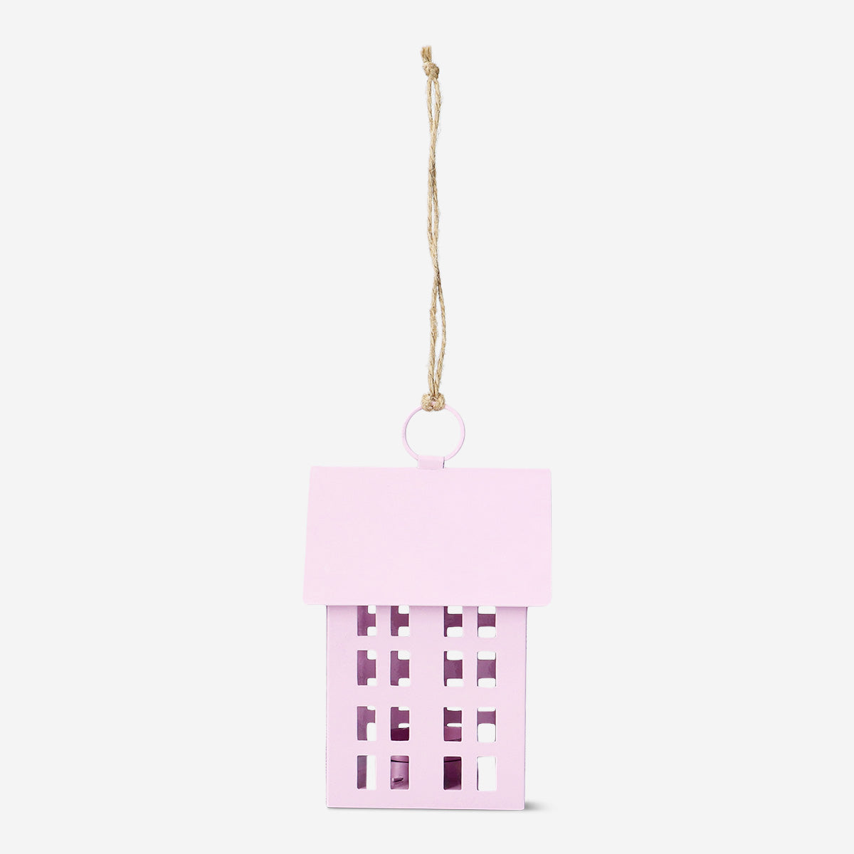 Pembe Ev Şeklinde Askılı Metal Fener