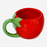 MUG W HANDLE STRAWBERRY SHAPE RED AND GREEN