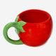 MUG W HANDLE STRAWBERRY SHAPE RED AND GREEN