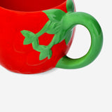 MUG W HANDLE STRAWBERRY SHAPE RED AND GREEN