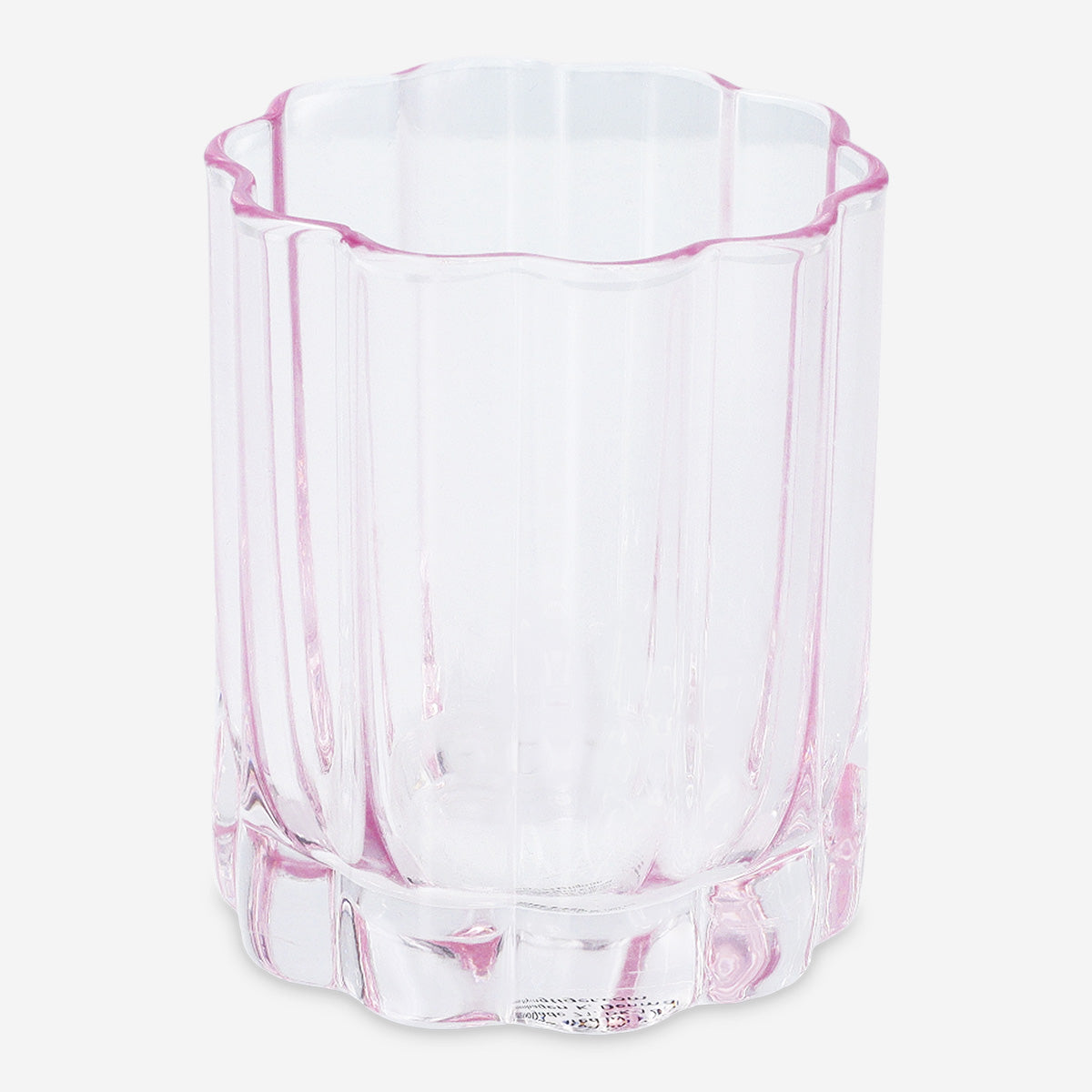 DRINKING GLASS IN SPRAYED GLASS FLOWER SHAPE PINK