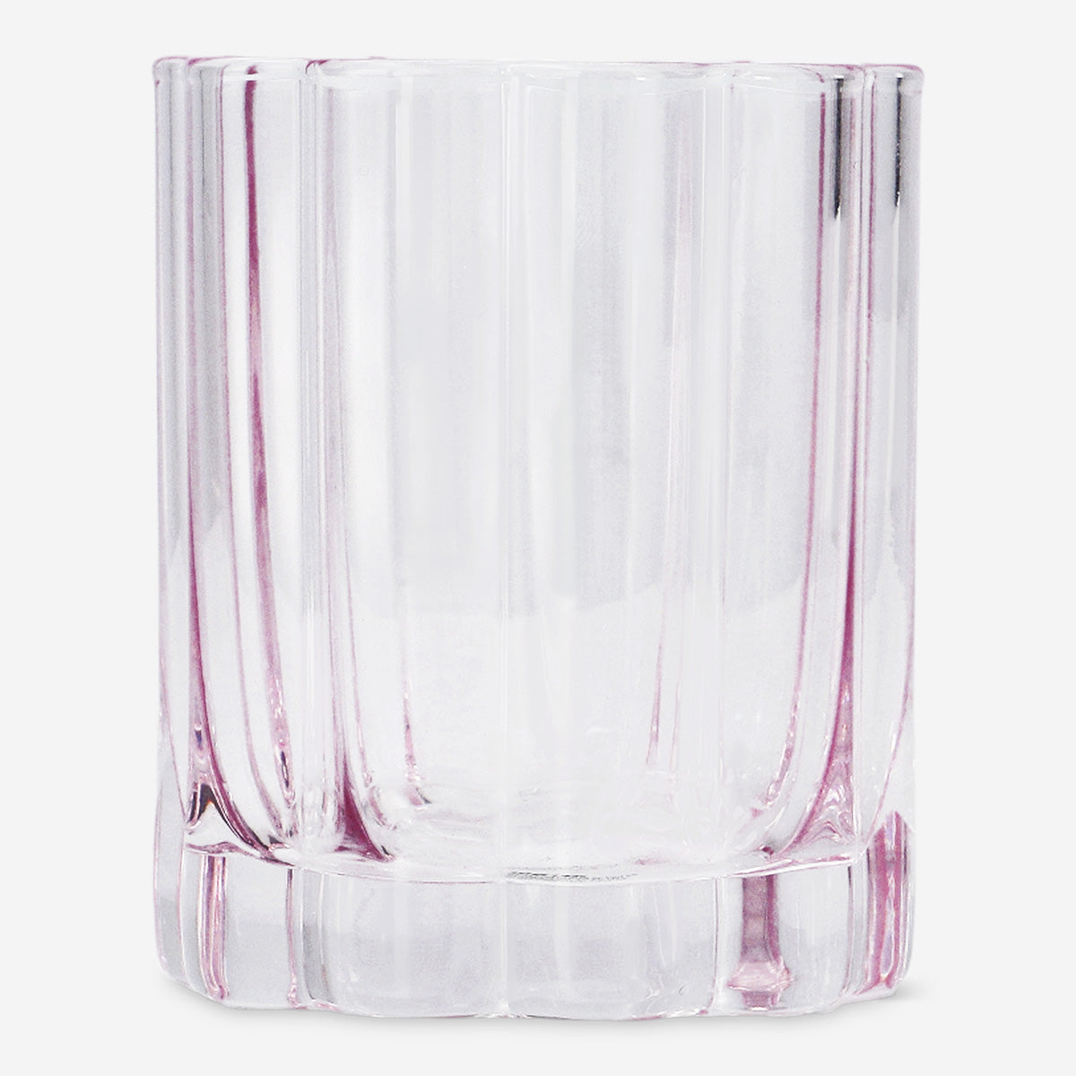 DRINKING GLASS IN SPRAYED GLASS FLOWER SHAPE PINK