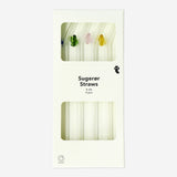 STRAWS 2PCS SET GLASS W BUTTERFLY DESIGN EMBOSSED