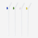 STRAWS 2PCS SET GLASS W BUTTERFLY DESIGN EMBOSSED