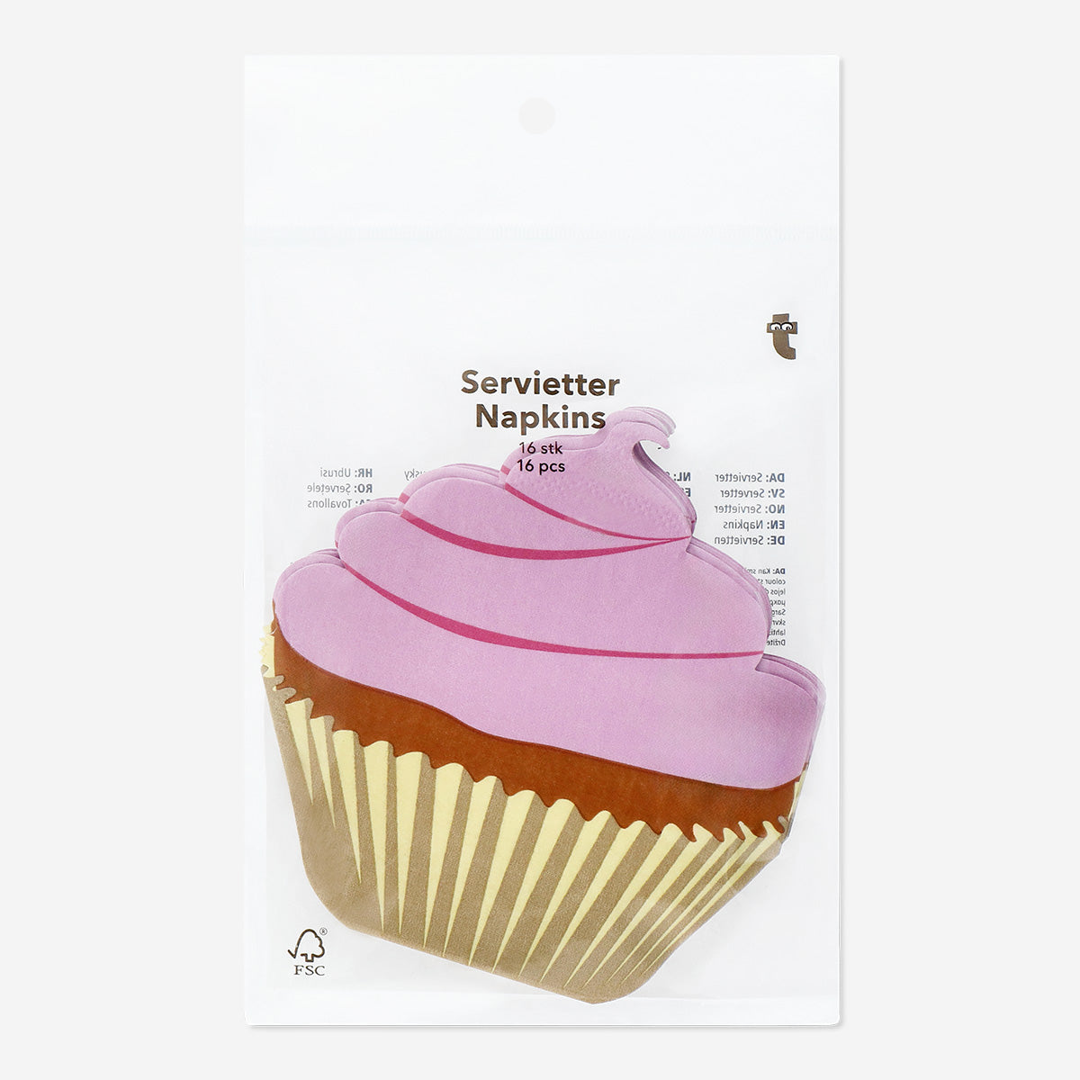 16'lı Pembe Cupcake Şeklinde Kağıt Peçete