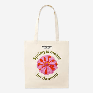 Pembe Çiçek Desenli Bej Bez Çanta