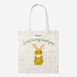 TOTE BAG BUNNY BLUE CHECKS