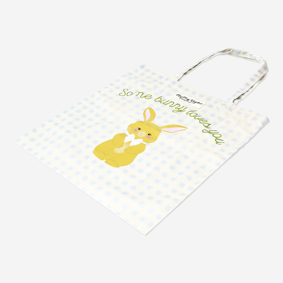 TOTE BAG BUNNY BLUE CHECKS
