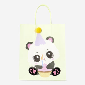 Panda Desenli "Happy Birthday" Kağıt Hediye Poşeti