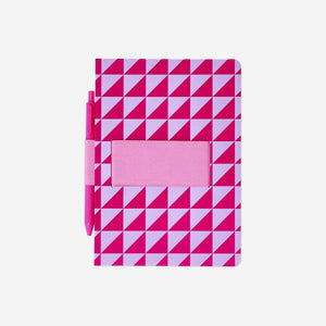 Kalemli Pembe Geometrik Desenli Defter A5