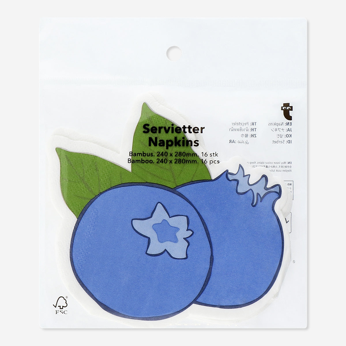 NAPKIN SHAPED AS BLUEBERRY 16PCS