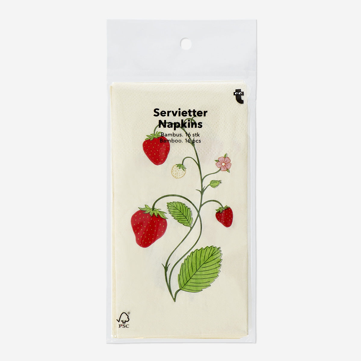 NAPKIN COCKTAIL STRAWBERRY AOP 16PCS