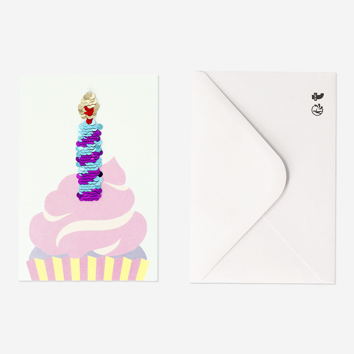 Cupcake Desenli Pul Detaylı Doğum Günü Kartı