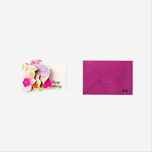 Pop-up Pembe Çiçek Detaylı Doğum Günü Kartı