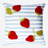 CUSHION 45X45 CM STRAWBERRY EMBROIDERY & PRINTED COTTON