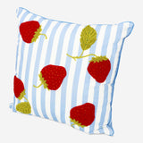 CUSHION 45X45 CM STRAWBERRY EMBROIDERY & PRINTED COTTON