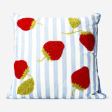 CUSHION 45X45 CM STRAWBERRY EMBROIDERY & PRINTED COTTON