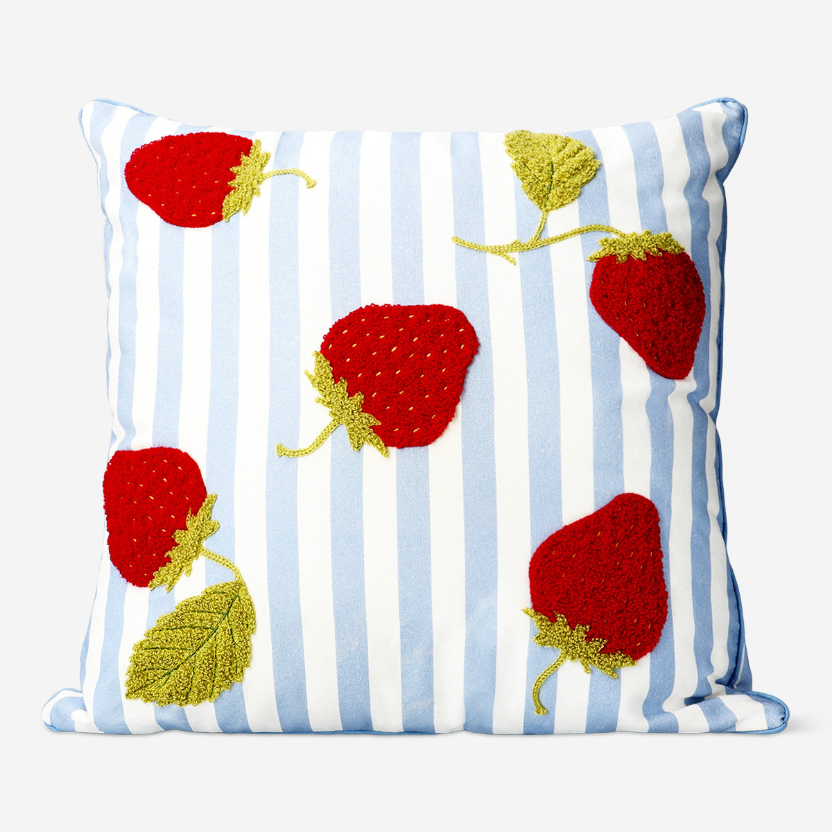 CUSHION 45X45 CM STRAWBERRY EMBROIDERY & PRINTED COTTON