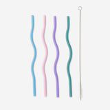 REUSABLE STRAWS SWIRL SOLID COLORS 12 PCS