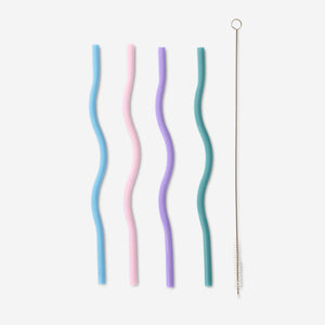REUSABLE STRAWS SWIRL SOLID COLORS 12 PCS