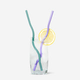 REUSABLE STRAWS SWIRL SOLID COLORS 12 PCS