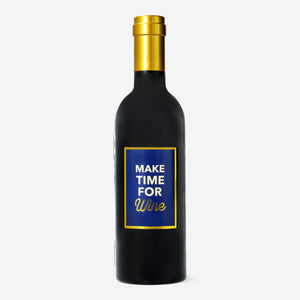 SET W 3 PARTS IN BLACK WINE BOTTLE W GOLD TOP 23.5X6.2CM