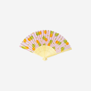 Ananas Desenli Pembe Bambu Yelpaze