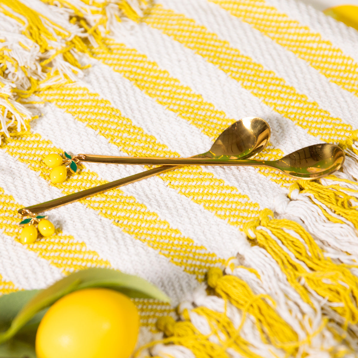 2'li Limon Detaylı Gold Tatlı Kaşığı