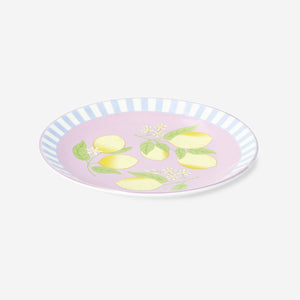 Sarı Limon Desenli Çizgili Seramik Küçük Tabak