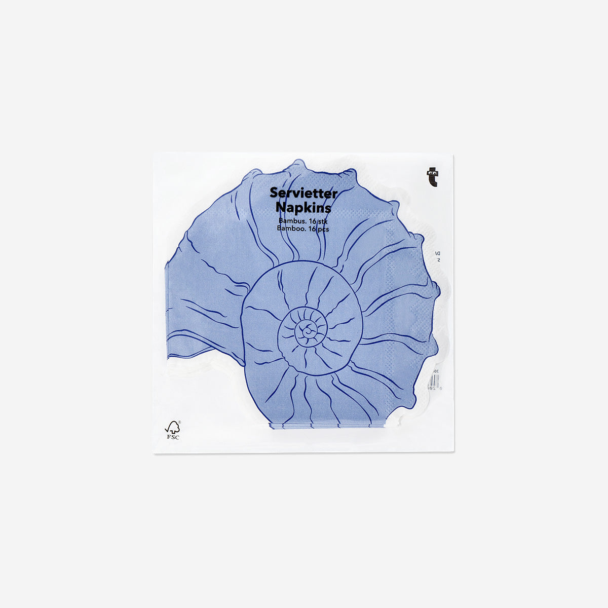 NAPKIN SHAPED AS SHELL BLUE 16PCS 14x14cm