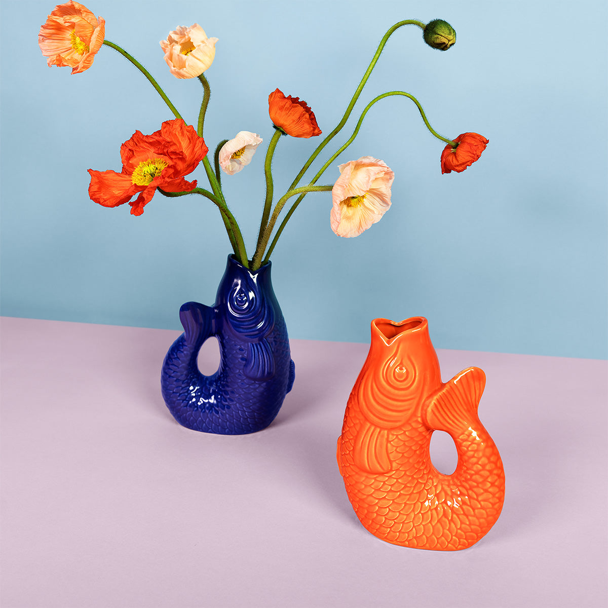 VASE FISH BLUE