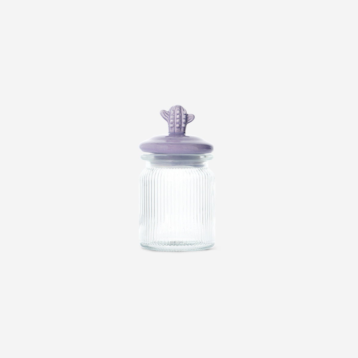 JAR GLASS W CERAMIC CACTUS SHAPED LID