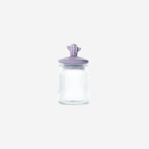 JAR GLASS W CERAMIC CACTUS SHAPED LID