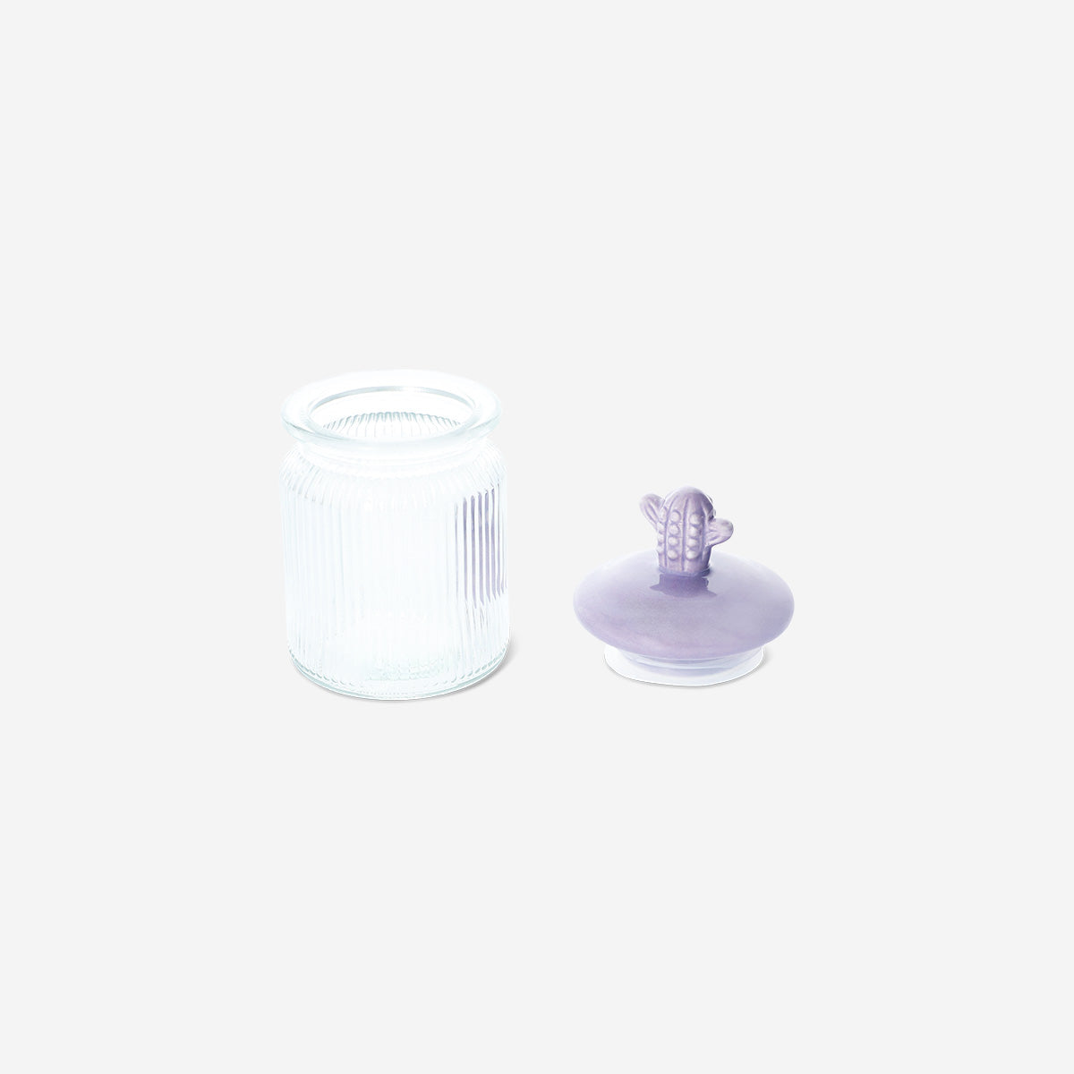 JAR GLASS W CERAMIC CACTUS SHAPED LID