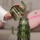 DRINKING GLASS 4PCS CACTUS SHAPE GREEN