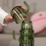 DRINKING GLASS 4PCS CACTUS SHAPE GREEN