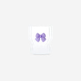 DRINKING GLASS WITH EMBOSSED PURPLE BOW OUTSIDE