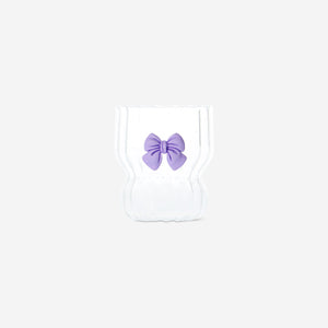 DRINKING GLASS WITH EMBOSSED PURPLE BOW OUTSIDE