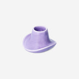 CANDLE HOLDER CERAMIC AS COWBOY HAT PURPLE