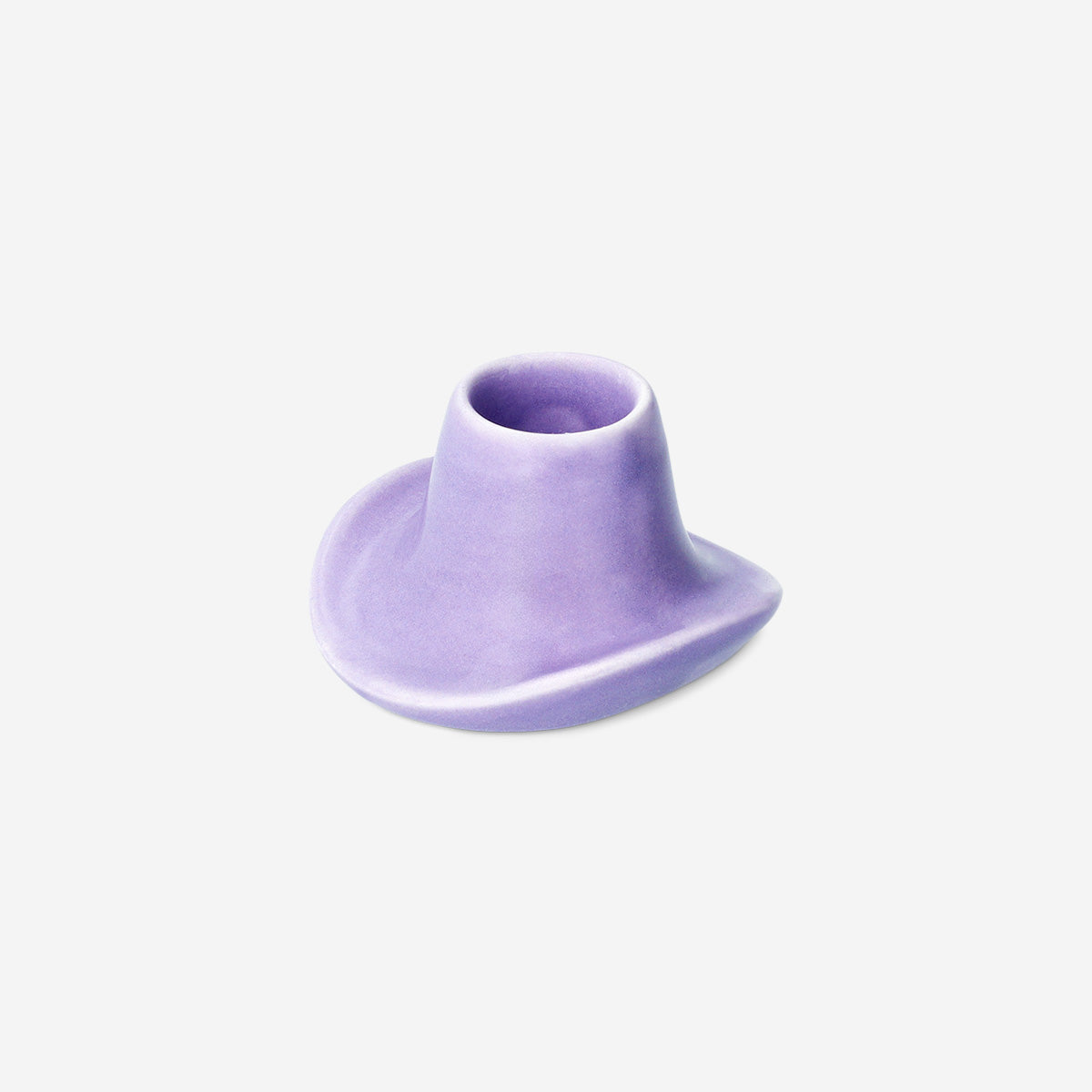 CANDLE HOLDER CERAMIC AS COWBOY HAT PURPLE