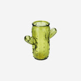 VASE GLASS H: 16CM CACTUS GREEN