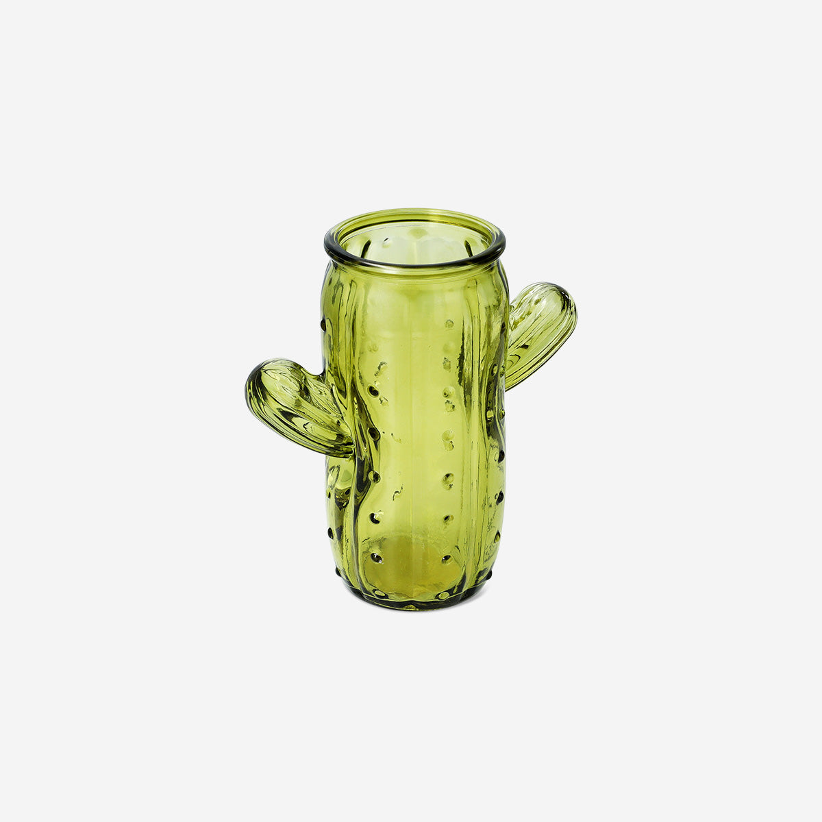 VASE GLASS H: 16CM CACTUS GREEN