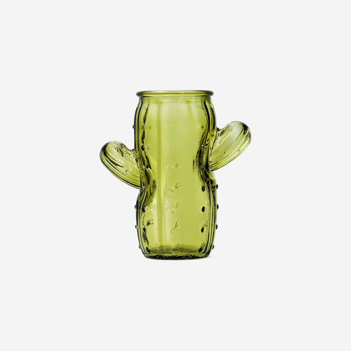 VASE GLASS H: 16CM CACTUS GREEN