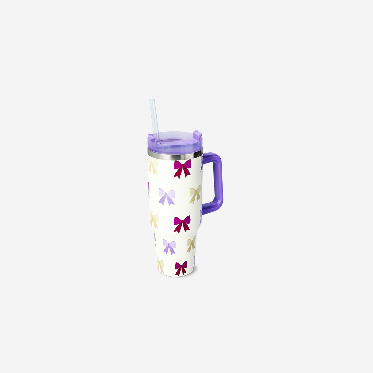 TUMBLER WITH HANDLE 1.2L LARGE SS BOW PRINT