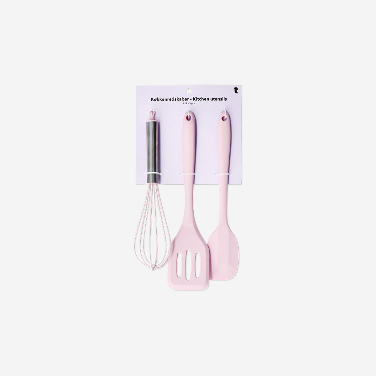 UTENSILS SET 3 PCS SILICONE AND SS PINK