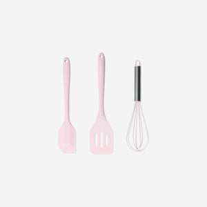 UTENSILS SET 3 PCS SILICONE AND SS PINK