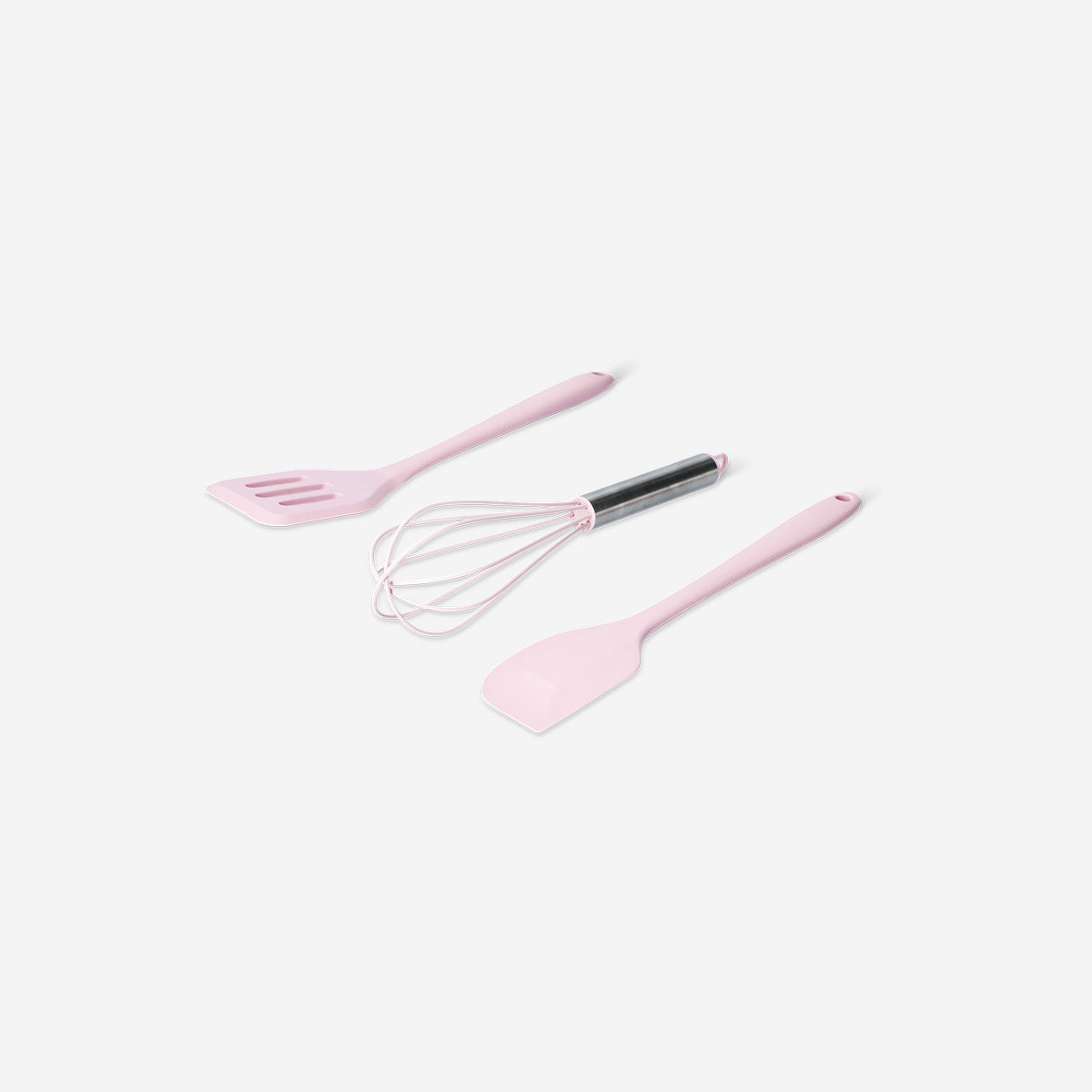 UTENSILS SET 3 PCS SILICONE AND SS PINK