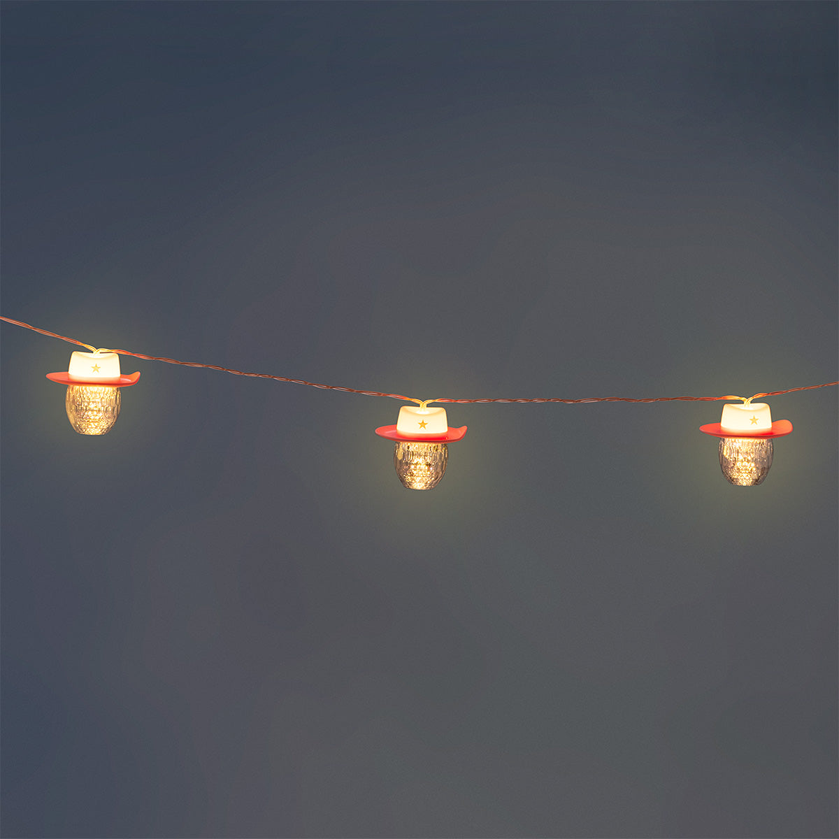 LIGHT CHAIN 6 PCS LED RECYCLED DISCO COWBOY HAT PINK